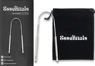 E essentials® Tongschraper - mondhygiëne - tong reiniger - tongschrapers - incl. opbergzakje.