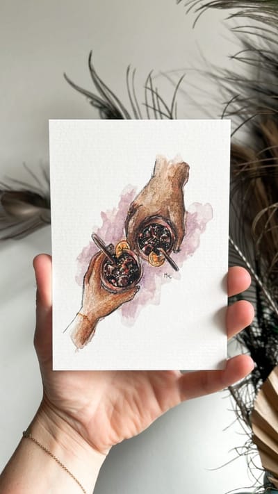 Proost op de liefde! wenskaart 10x15cm, illustratie van aquarel en fineliner MI275