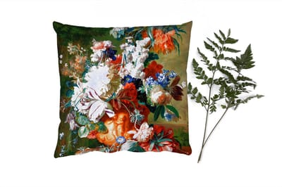 Sierkussens - Kussentjes Woonkamer - 40x40 cm - Kunst - Oude meesters - Boeket bloemen in een urn