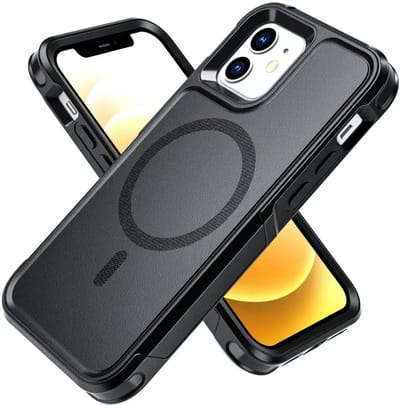 Hoesje Geschikt voor Apple iPhone 12 / 12 Pro - Compatibel met MagSafe - Back Cover met Magneet - Dual-Layer Hybride Case Zwart