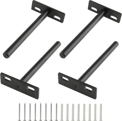 4 stusk - Plankdragers - Rekbeugels - Plankhouder - Wandsteun - Schapdrager - verborgen muurbeugels - Staal - 5 inch - zwart - voor zwevende houten planken