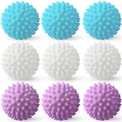 Wasmachine wasballen - Drogerballen - Drogerballen - Herbruikbaar voor het thuis wassen van kleding - 9 stuks - Wit, blauw, paars - Drie kleuren