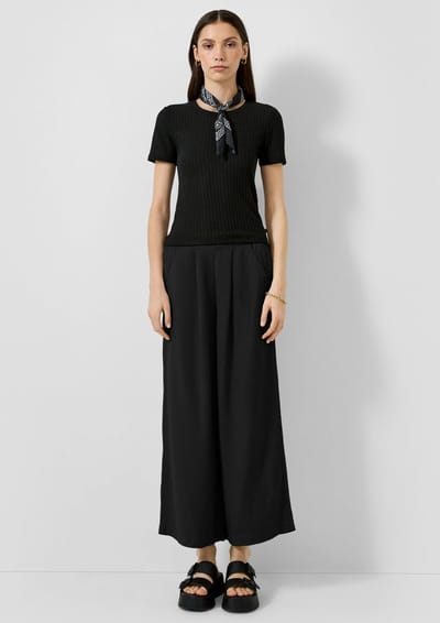 Hoge taille culotte broek in gemengde lin voor vrouwen QS