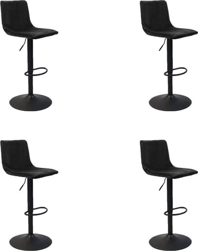 Bronx71® Velvet barkruk Frenkie zwart 59-76 cm - Barkrukken set van 4 - barstoel