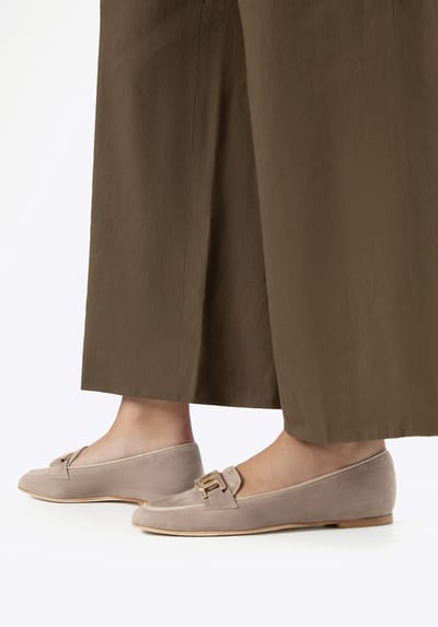 Wittchen Dames Leren Platte Loafers Beige Natuurlijk Leer