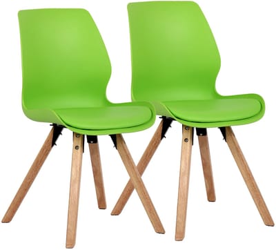 CLP Luna Set van 2 Eetkamerstoel - Modern - Rugleuning - 136 kg - Kunststof/groen
