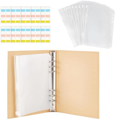 Knitting Needles Opbergtas Set met Retro Kraft Cover, 24 Binderzakken en 60 Label Stickers voor Organisatie en Sorteren van Breinaalden