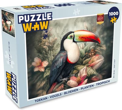 Puzzel Toekan - Vogels - Bloemen - Planten - Tropisch - Legpuzzel - Puzzel 1000 stukjes volwassenen