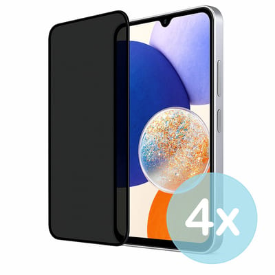 Privacy Screenprotector Geschikt voor Samsung Galaxy A14 5G – Anti-Gluren – Krasbestendig Gehard Glas 9H – Volledige Dekking – 4-Pack – FuturiQ