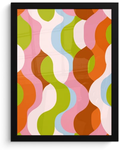 Poster in lijst - Fotolijst 30x40 cm - Posters - Abstract - Vormen - Roze - Posterlijst zwart - Decoratie - Wanddecoratie woonkamer - Muurdecoratie slaapkamer