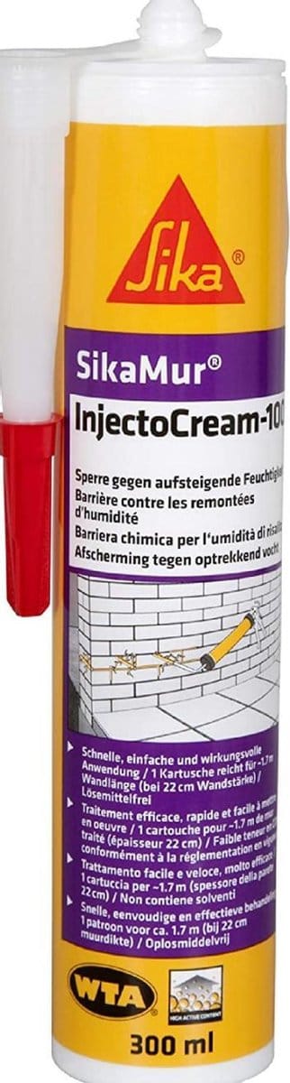 SikaMur® InjectoCream-100 – Injectiecrème tegen optrekkend vocht – 300 ML – 5 stuks