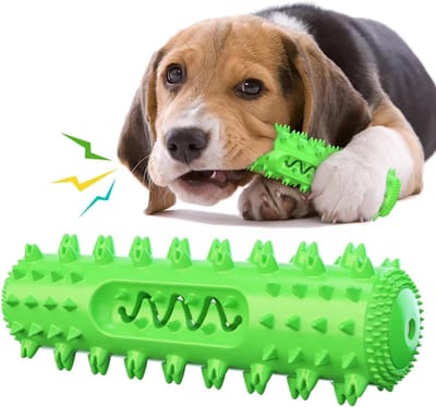 Oneay Hondenspeelgoed kauwstick – Tandenborstel kauwspeeltje voor puppy’s en kleine tot middelgrote honden – Tandreinigend en duurzaam – Groen