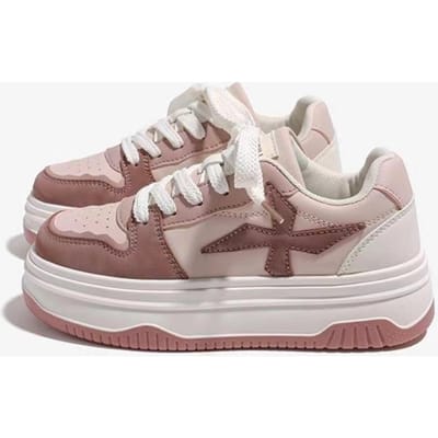 Witte Kinderschoenen Lente en Herfst Nieuw Ins Trendy Dikke Zool Veelzijdig Ademend Board Schoenen Casual Enkele Schoenen 40 roze