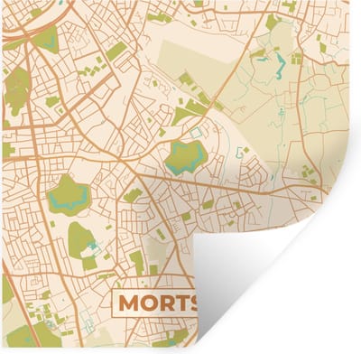 Muurstickers - Sticker Folie - Mortsel - Plattegrond - Stadskaart - Kaart - België - 100x100 cm - Plakfolie - Muurstickers Kinderkamer - Zelfklevend Behang XXL - Zelfklevend behangpapier - Stickerfolie