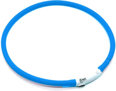Oneay Oplaadbare LED-halsband voor honden via USB – Verstelbare veiligheidshalsband voor honden en katten – Met 3 lichtstanden en 12 lampjes – Blauw