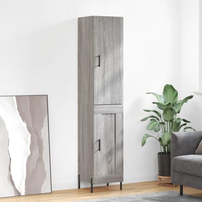 vidaXL - Hoge - kast - 34,5x34x180 - cm - bewerkt - hout - grijs - sonoma - eikenkleurig