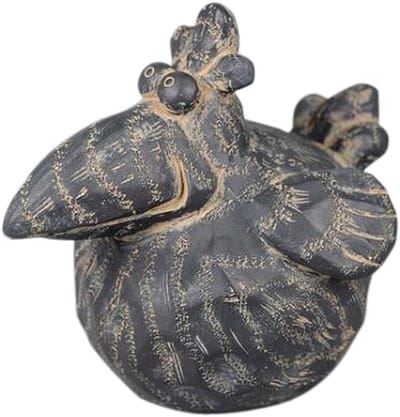 Rasteli Decoratief beeld-Vogel Rupert Hout Zwart-Grijs H 9.5 x L 11 x 8 cm  PER 2 STUKS