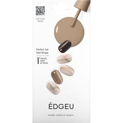Edgeu, Perfect Gel Nail Wrap, ENT 209 Chocolat Nuance, coffret de 19 pièces