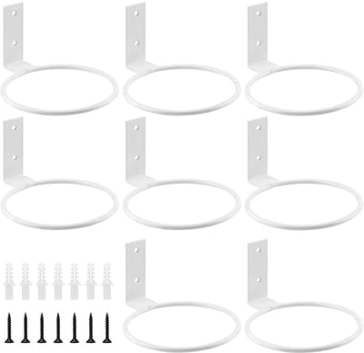 Dailygoods - 8 Stuks 10 cm Bloempot Wandmontage Wit - Metalen Plantenhouder Voor Binnen En Buiten