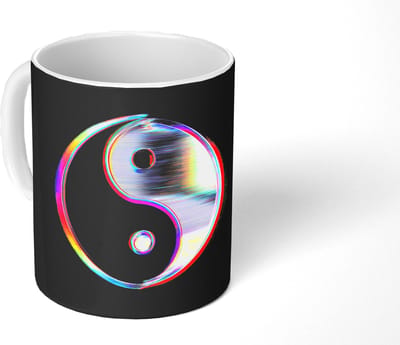 Mok - Koffiemok - Yin-Yang - Cirkel - Regenboog - Mokken - 350 ML - Beker - Koffiemokken - Theemok