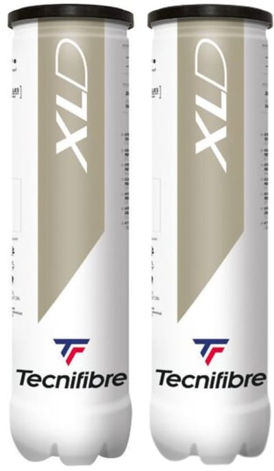 Tecnifibre XLD Drukloze Tennisballen 8 Ballen - 2 kokers met 4 ballen - Geel - Pressureless Tennis balls