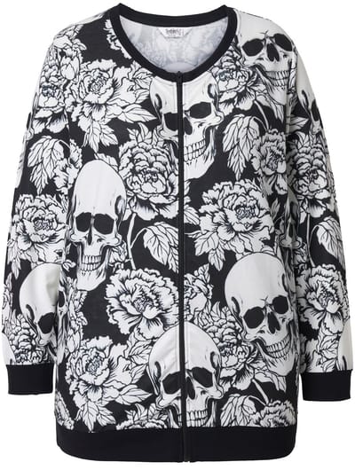 Angel of Style - Dames - Sweatvest doodshoofd/rozen - Zwart - Maat 44