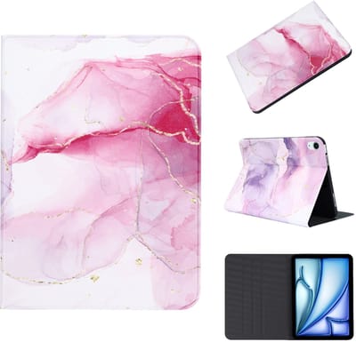 Casemania Hoes Geschikt voor iPad 2025 A16 11 inch - Marmer Roze - Luxe Print Tablet Cover met Ingebouwde Standaard - Book Case Geschikt voor Apple iPad A16 2025 11e Generatie met Volledige Bescherming
