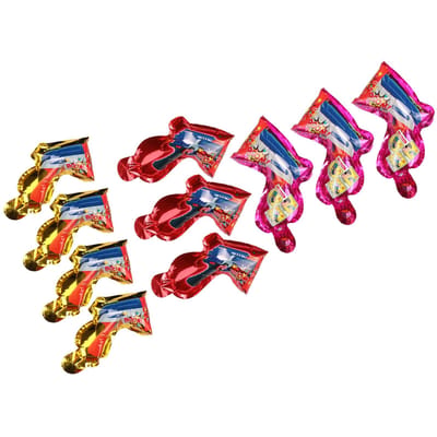 10 Pièces Confettis de Fête Pétards Lanceurs de Confettis Gonflables Manuels pour Anniversaire Mariage Remise de Diplôme red