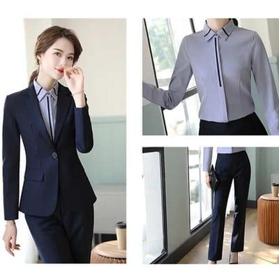 Ensemble blazer noir 3 pièces + chemise + pantalon de costume pour femme, tenue professionnelle, tenue d'entretien, tenue de soirée, mode, tempérament, blazer, salopette S bleu