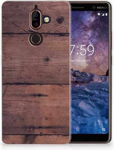 Nokia 7 Plus Bumper Hoesje Old Wood