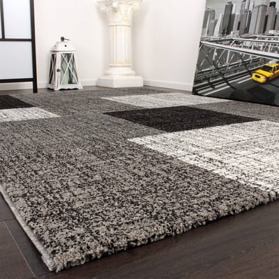 Flycarpets Laagpolig Modern Vloerkleed Modilia - Geblokt - Grijs