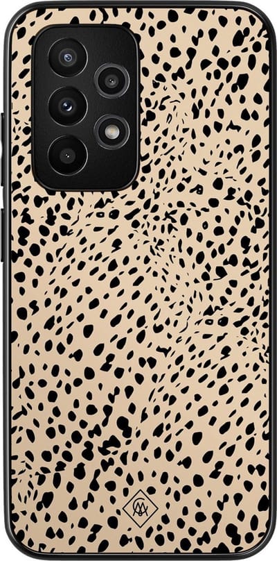 Casimoda® hoesje - Geschikt voor Samsung Galaxy A53 - Stippen bruin abstract - Zwart TPU Backcover - Gestipt - Bruin/beige