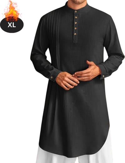 Nivard Islamitische Kleding - Djellaba Heren - Moslim Kleding - Arabisch Mannen Kaftan - Alhamdulillah - Zwart XL