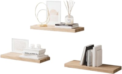 Wandplank - Houten Plank Wandmontage - Hoekrek Display Decor - Hoekplank - Organizer voor Slaapkamer Keuken Badkamer - Bruin