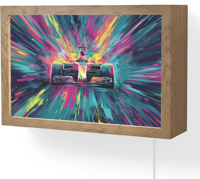 Wandlamp 30x20 cm - Oplaadbaar - Raceauto - Abstract - Strepen - Blauw - Wandlampen binnen woonkamer - Slaapkamer lamp met kabel - Decoratieve nachtlamp - Vloerlamp snoer