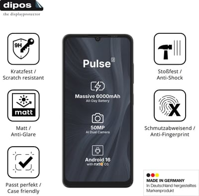 dipos – 2x Matte Pantserfolie geschikt voor Aiplus AI+ Pulse 2 | 9H Screenprotector