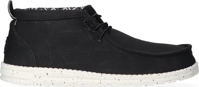 HEYDUDE - Wally Mid Canvas Heren Instappers Black/White - Maat 44