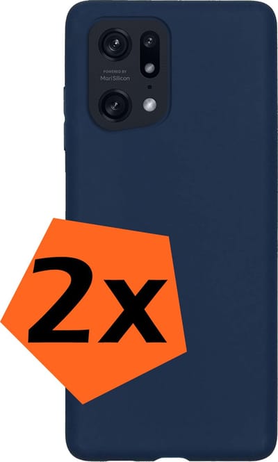Hoes - 2 Stuks - Geschikt voor OPPO Find X5 - Sterk & Shockproof - Case Siliconen - Back Cover - Telefoon Hoes - Donkerblauw