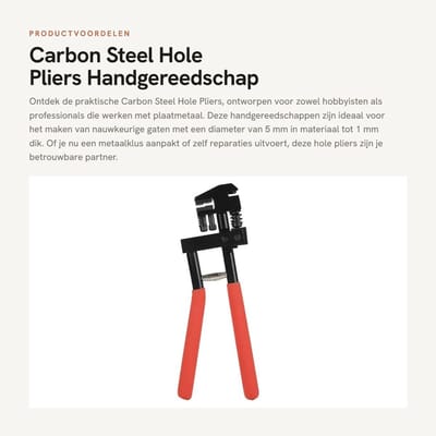 Dailygoods- Gatentang van Koolstofstaal - Perforator - Handgereedschap - Geschikt voor Plaatwerk - Krimranden tot 1 mm - Efficiënt en Praktisch