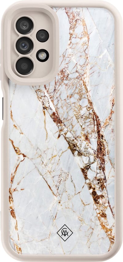 Casimoda® hoesje - Geschikt voor Samsung Galaxy A13 4G - Marmer Goud - Zwart TPU Backcover - Marmer - Goudkleurig