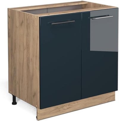 Keukenonderkast Hoogglans Donkerblauw 80 cm Zonder Werkblad