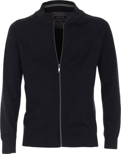 CASA MODA heren vest katoen - met rits - donkerblauw