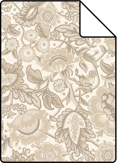 Proefstaal ESTAhome behang vintage bloemen beige en bruin - 26.5 x 21 cm - 132238-S