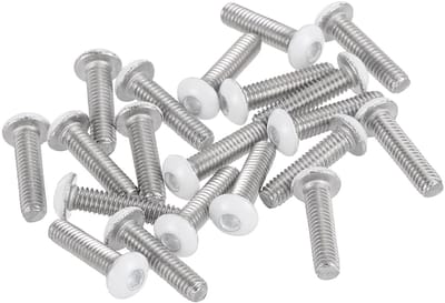 20 stuks M2,5 - 0,45 x 10 mm knop binnenzeskantschroeven, roestvrij staal, volledige schroefdraad voor meubels en apparaten, hoogglans afwerking