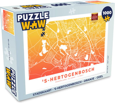 Puzzel Stadskaart - 's-Hertogenbosch - Oranje - Geel - Legpuzzel - Puzzel 1000 stukjes volwassenen - Plattegrond