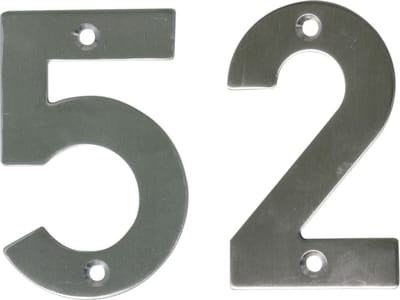 AMIG Huisnummer 52 - massief Inox RVS - 10cm - incl. bijpassende schroeven - zilver