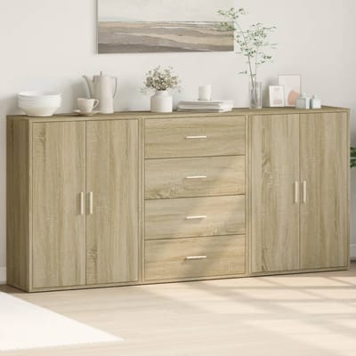 vidaXL - Dressoirs - 3 - st - 60x31x84 - cm - bewerkt - hout - sonoma - eikenkleurig