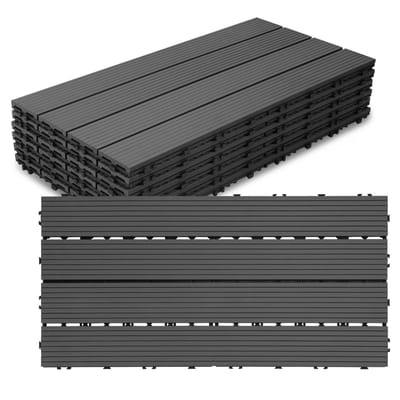 Terrastegels - Tuintegels Kliksysteem - Buiten Leven - Waterdicht Composiet - 30x60 cm - Antraciet