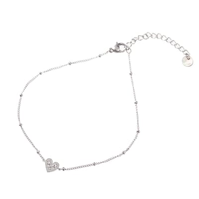 Go Dutch Label Enkelsieraad Crystal hart Zilver