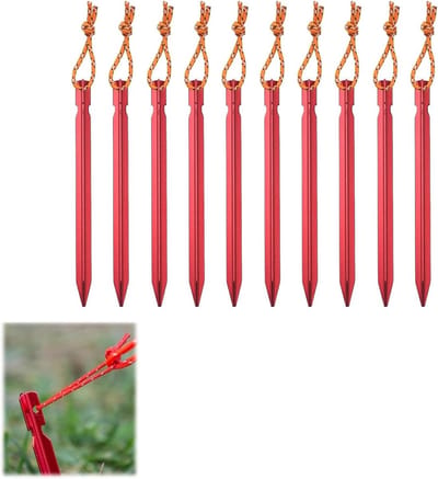 Duurzame Tentstaken van Aluminium Legering - 10 Stuks van 18CM met Trekkoordzak - Ideaal voor Kamperen, Wandelen en Strandactiviteiten